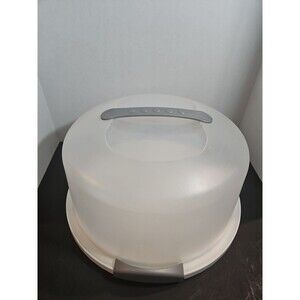 Sterilite Cake Carrier Container Domed Cover 12" Cake Pie Taker Gray Plastic